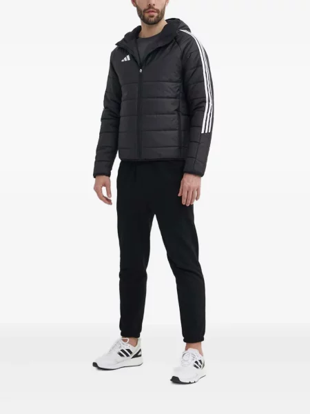 Geacă Adidas cu dungi alergare cu glugă verde