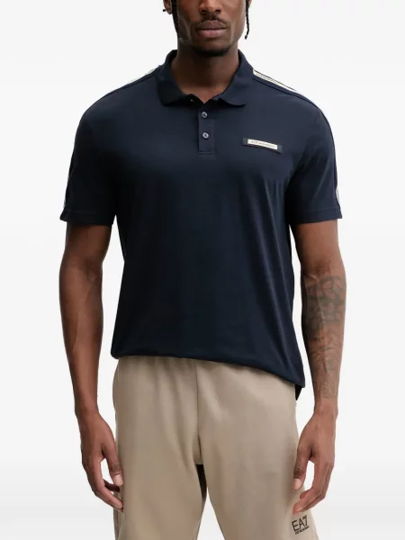 Tricou polo Ea7 Emporio Armani cu autograf albastru