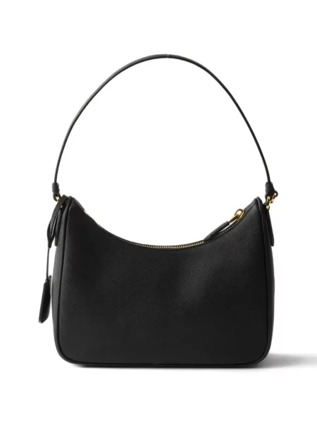 Кожена кожена чанта Prada черно
