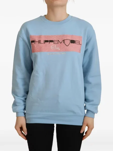 Pulover Philippe Model Paris cu imagine albastru