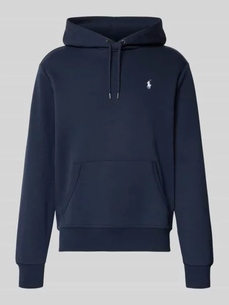 Bluza z kapturem wyhaftowanym logo i kieszenią kangurką Polo Ralph Lauren granatowa