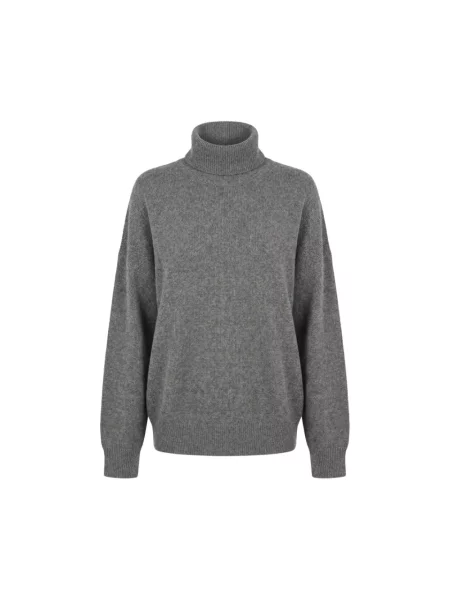 Lniany sweter z golfem Brunello Cucinelli szary