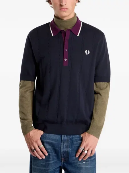 Tricou polo Fred Perry tricotate albastru
