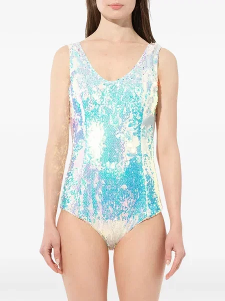 Body Balmain cu paiete alb