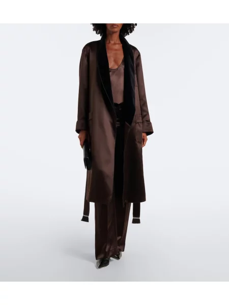 Palton Tom Ford din satin plic maro