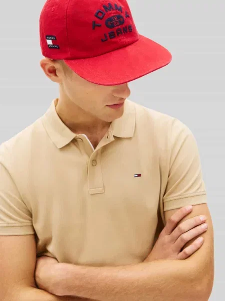 Koszulka polo w kroju regular fit model TJM SLIM PLACKET POLO EXT' Tommy Jeans beżowa