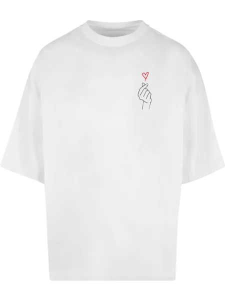 Merchcode Majica K Heart krvavo rdeča / črna bela