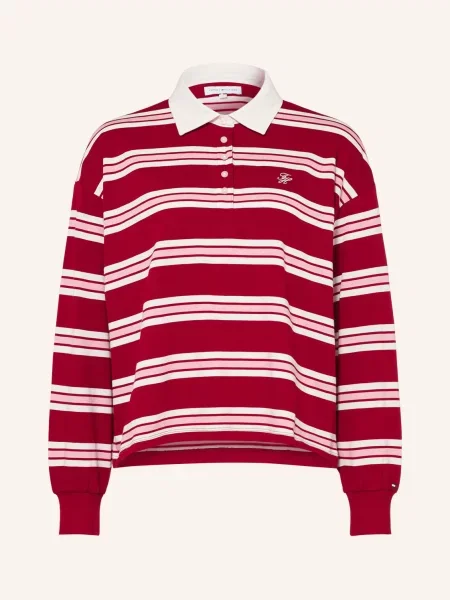 Tommy Hilfiger Rugbyové Tričko tmavě červená / růžová bílá