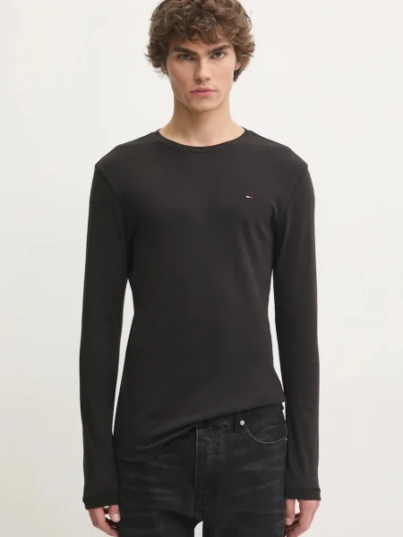 Majica z dolgimi rokavi Tommy Jeans črna