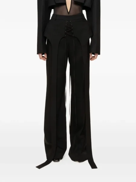 Spodnie Nissa sznurowane koronkowe czarne