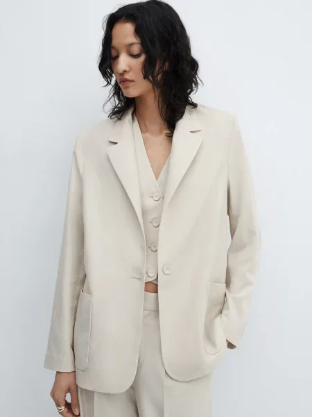 MANGO Пиджак Ліоцелл білий