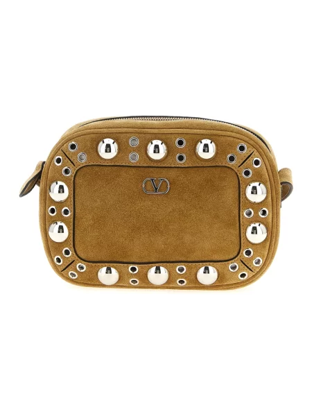 Torebka crossbody Valentino Garavani zamszowa beżowa
