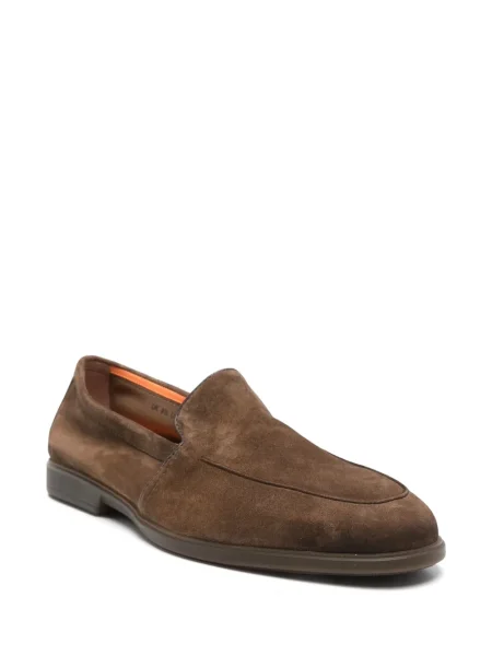 Pantofi loafer Santoni din piele de căprioară maro