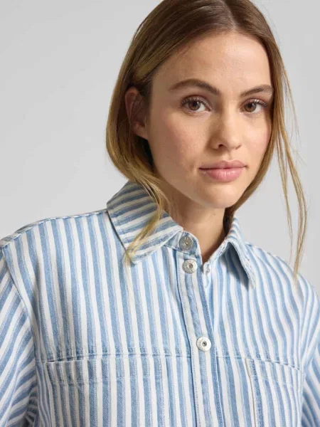Bluzka koszulowa o kroju regular fit z rękawem o dł. Jake*s Casual niebieska