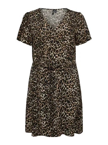 Vero Moda Curve Obleka VMCEASY JOY slonovina / kit črna