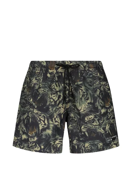 Slip de baie Plein Sport cu imagine cu dungi de tigru cu cordon negru