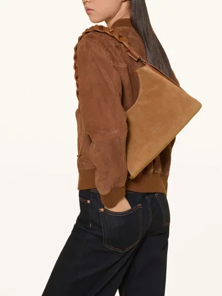 Coccinelle torebka zamszowa BOHEME SUEDE BIMATERIAL brązowy