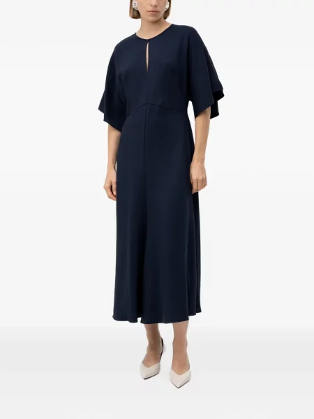 Lung rochie Boss din crep business albastru