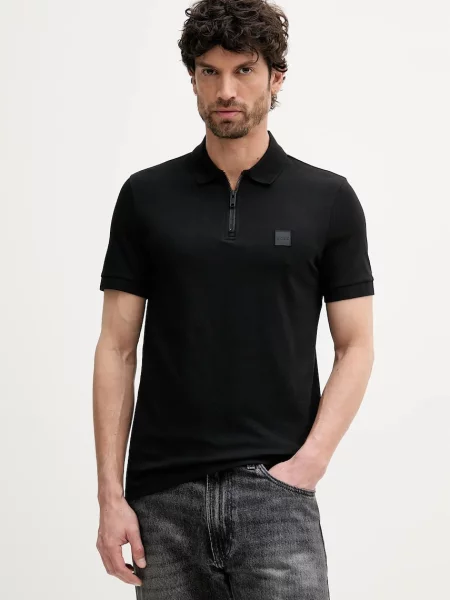 Tricou polo Boss Orange negru