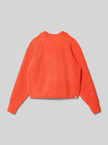 Sweter z dzianiny z okrągłym dekoltem i detalem z logo Garcia