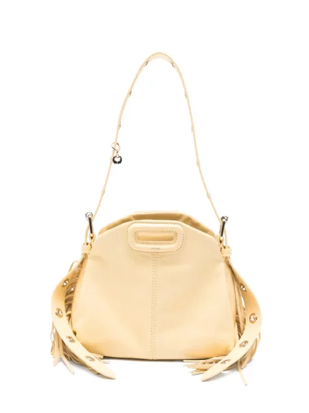 Mini geanta de piele Maje din piele mini galben