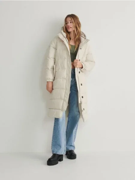 Reserved Palton cu cordon în talie nude