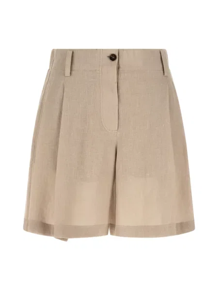 Lniane szorty Brunello Cucinelli beżowe