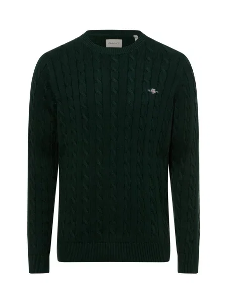 Gant Sweter Mężczyźni jednolity S zielony