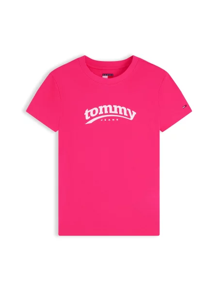 Tommy Jeans Tricou ESS roz / lână alb