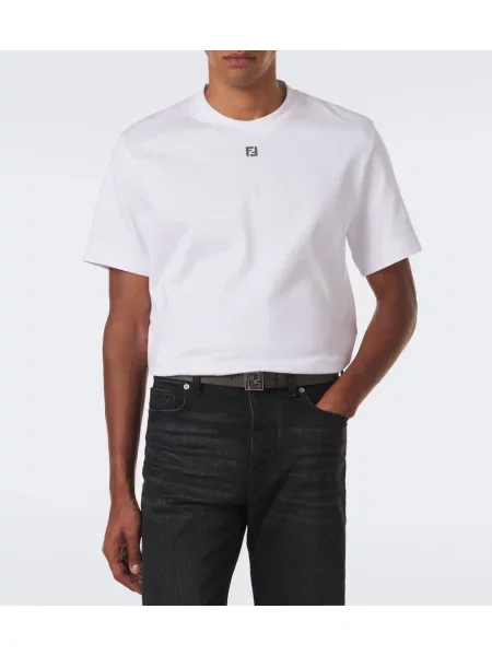 Tricou Fendi din jerseu alb