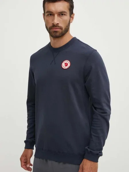 Bombažen pulover Fjallraven Logo mornarsko modra