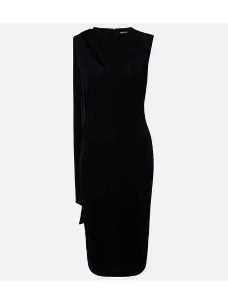 Sukienka koktajlowa Tom Ford z dżerseju garniturowa czarna