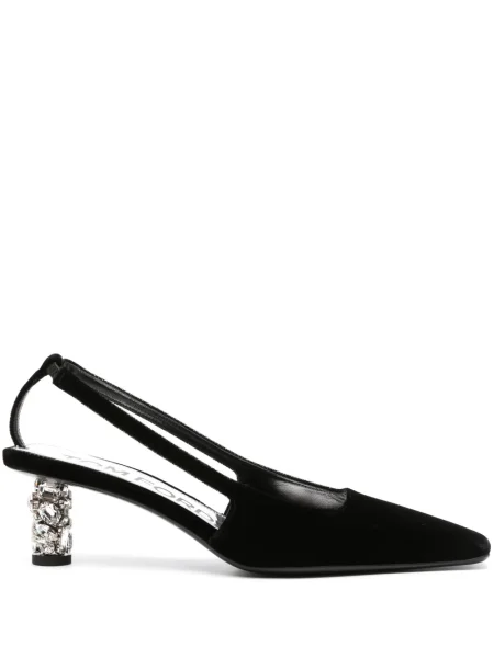 Pantofi cu toc Tom Ford de catifea slingback negru