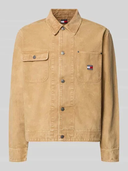 Kurtka jeansowa o kroju regular fit z czystej bawełny z sztruksowym kołnierzem Tommy Jeans beżowa