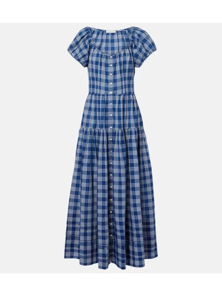 Sukienka midi Dôen do kolan garniturowa niebieska