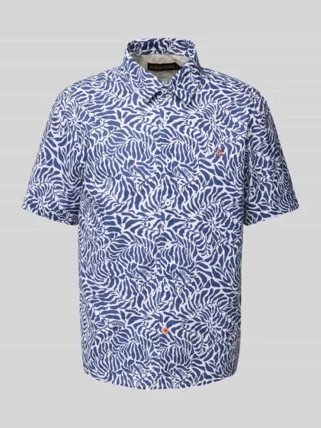 Koszula casualowa o kroju slim fit z wyhaftowanym logo Napapijri granatowa