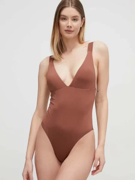 Jednodílné plavky Roxy Silky Island mírně vyztužený košík hnědá