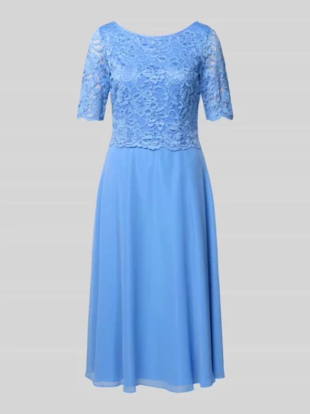 Sukienka koktajlowa o długości do kolan z koronką i okrągłym dekoltem Vera Mont