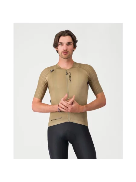 Koszulka rowerowa Castelli Unlimited Pro 2 Rosso Corsa krótki rękaw jasnobrązowy M brązowa