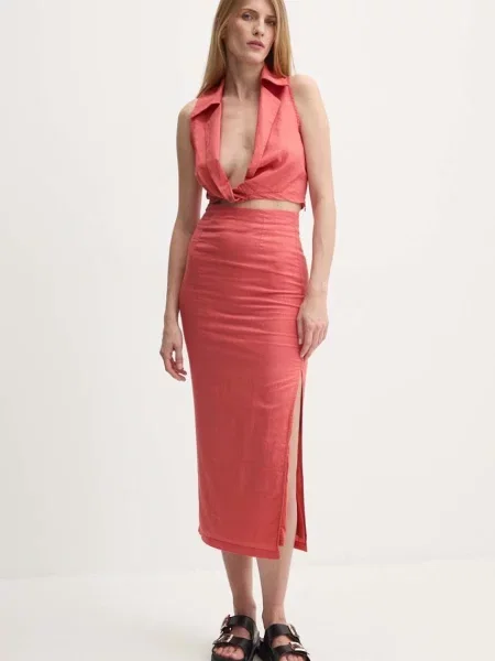 Ленен анцуг Answear Lab червено