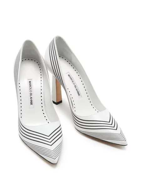 Pantofi cu toc Manolo Blahnik cu dungi alb