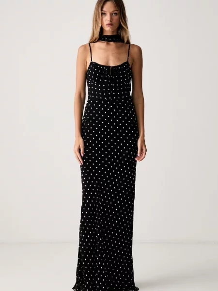Le Privé šaty z viskózy ROSELINE CHIFFON DOTS černé