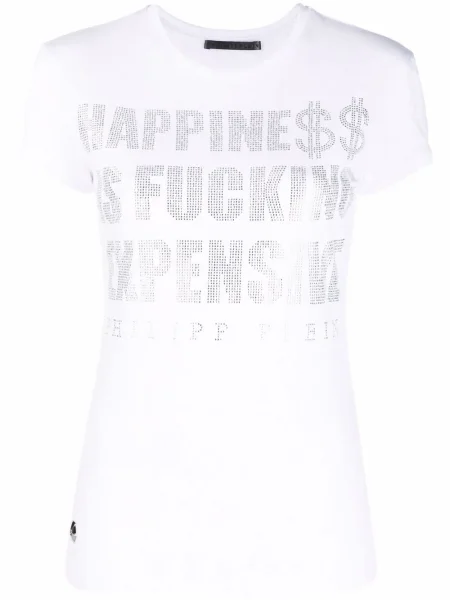 Tricou Philipp Plein de cristal alb