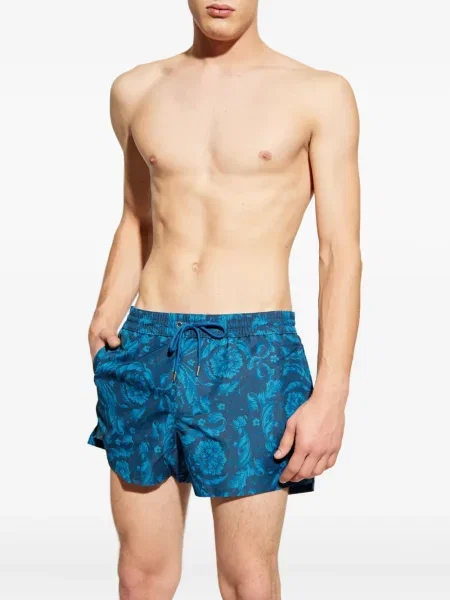 Slip de baie Versace cu model floral albastru