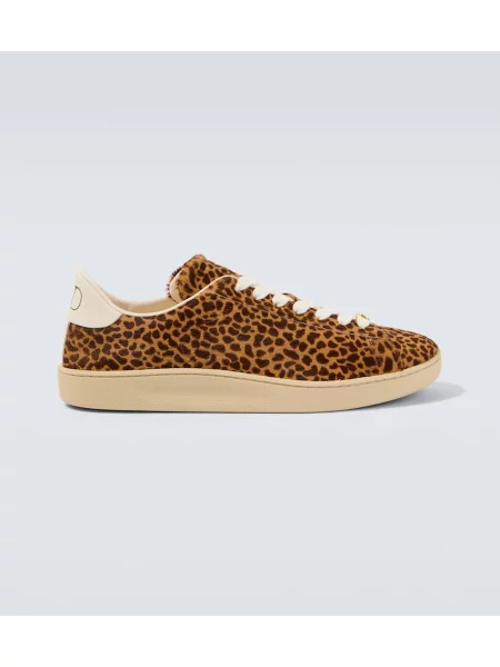 Sneakerși Valentino Garavani cu imagine cu model leopard maro