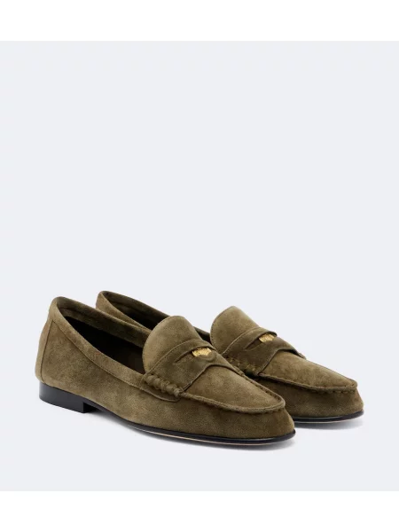 Pantofi loafer Veronica Beard din piele de căprioară verde