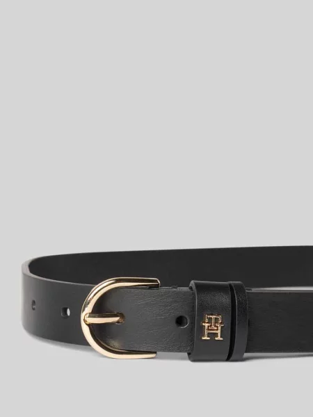 Skórzany z aplikacją z logo Tommy Hilfiger czarny