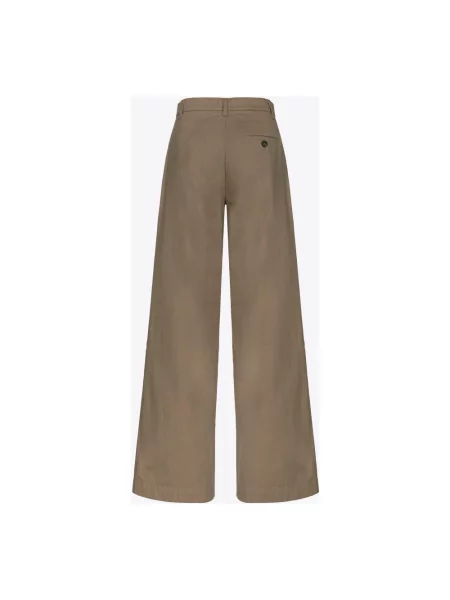 Pinko spodnie szerokie high waist brązowy