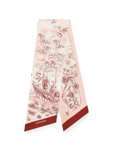 Fular Ferragamo cu imagine roz