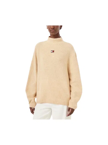 Sweter z golfem Tommy Hilfiger wełniany beżowy